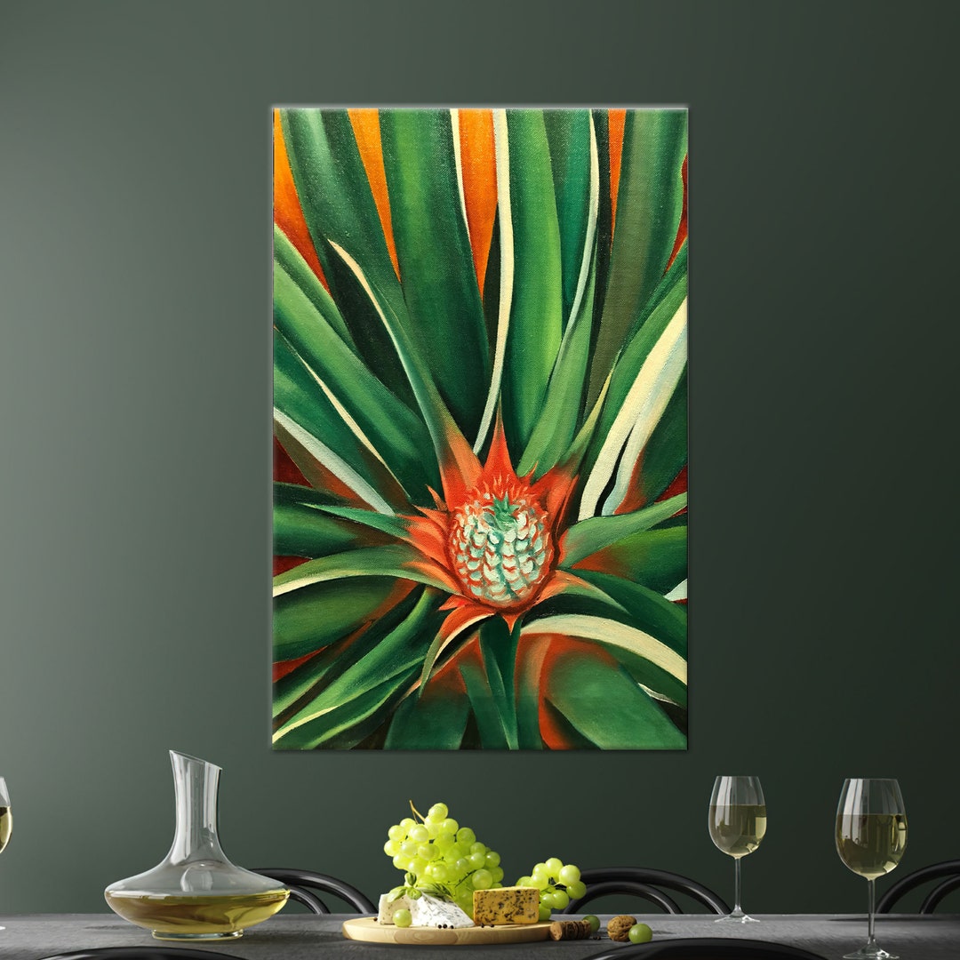 Pineapple Bud Glass Wall Art: Georgia O'keeffe Style Decor - Etsy