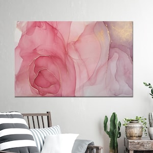 Colgante de pared de mármol, lienzo de mármol rosa para regalo, mesa de pared rosa, póster de mármol rosa y dorado, regalo de boda personalizado para pareja.