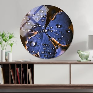 Flower Water Droplet Glass Wall Art: Modern Home Decor