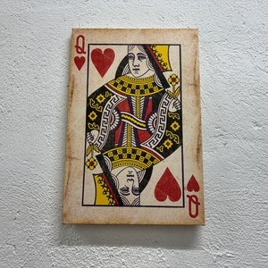 Königin Karte Druck, Leinwand Wandkunst, Spielkarte Druck, Spielzimmer Wanddekoration, Herz Königin Spielkarte, Mann Höhle Dekor, moderne Wandkunst,