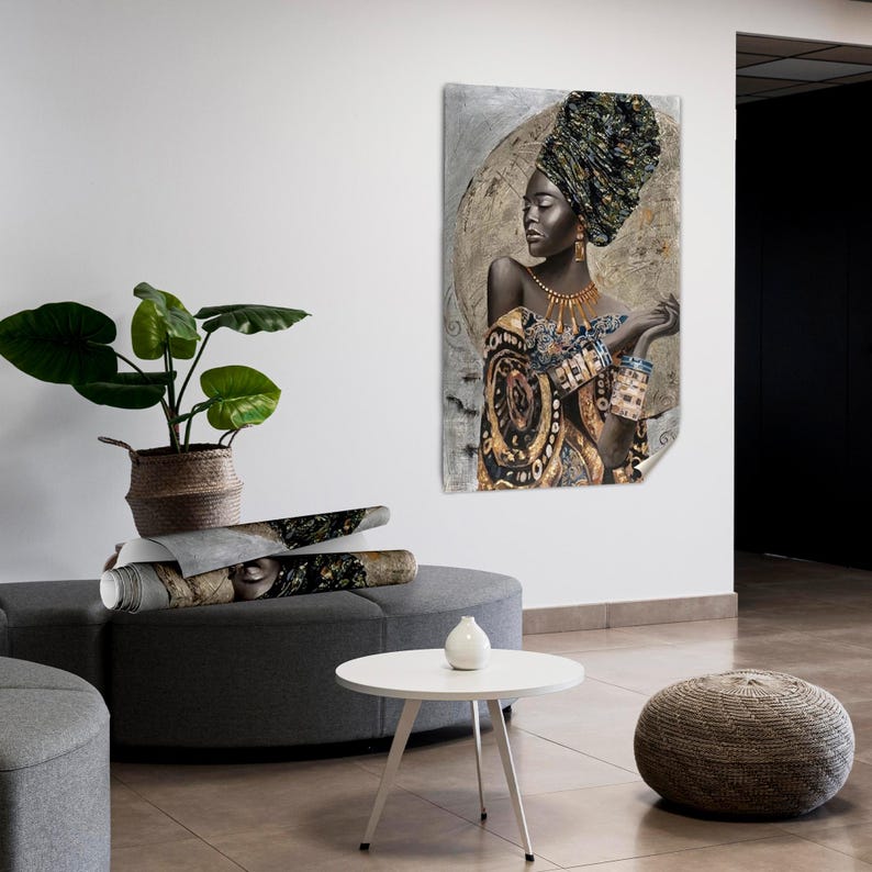 Girl Room Art Decor,African Artwork,African Woman Art,Fashion Poster,Large Glass Wall Art,Home Decor Canvas,Gift For Her,Framed Canvas,Large Wall Art,Christmas Decor Art,Bridesmaid Gifts,Gift For The Home,Large Wall Decor,