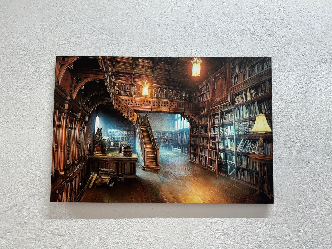 Library Photo Glass Wall Art: Modern Book Lover Decor - Etsy