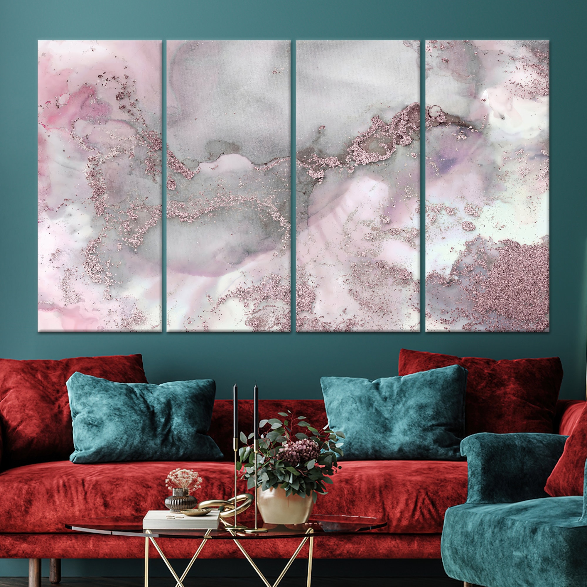 Pink Marble Abstract Wall Art – Elegant Modern Canvas for Bedroom or ...