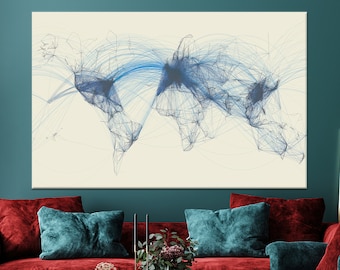 Flugverkehr Flug Glaskunst Wanddekor, Luftfahrt Karte Kunst Glas, Karte Wandbehang, Flugwege Weltkarte Kunst, große Dekor Kunst,