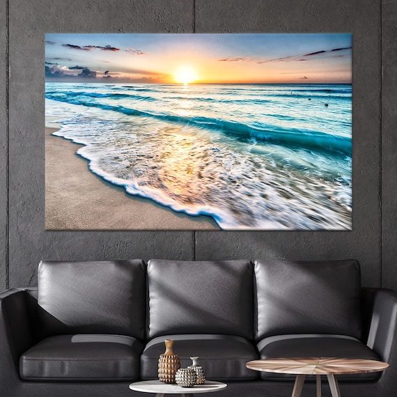 Sunset Ocean Canvas Art: Coastal Landscape, Holiday Decor - Etsy