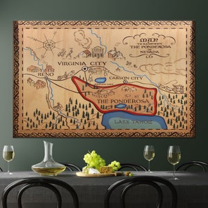 Póster de mapa antiguo, decoración de pared con mapas, arte de pared para dormitorio, arte de pared en lienzo, decoración de habitación de niño, lienzo con mapa de película, vidrio templado, lienzo enmarcado
