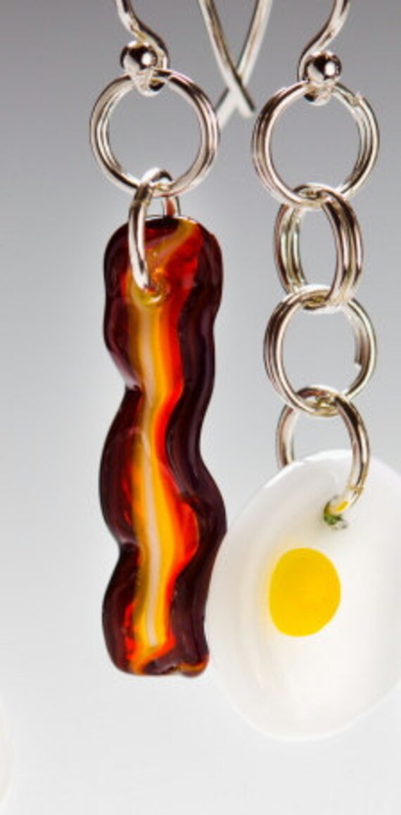 Items similar to Bacon and Egg Earrings on Etsy