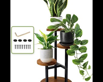 3 Tier Metal and Wood Plant Stand