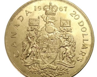 1967 Elizabeth Canada 20 Dollar hochwertig vergoldete Münze