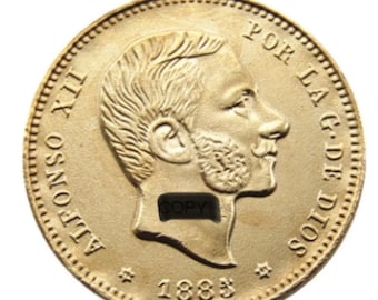 1885 Gold Alfonzo xii 25 Pesetas hochwertige vergoldete Münze