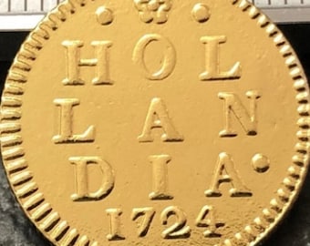 1724 Gold Holland Niederländische Republik Hochwertige Vergoldete Münze