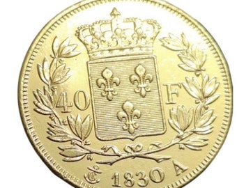 1830A Charles X 40F Hochwertige vergoldete Münze