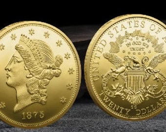 1873 Gold USA Liberty 20 Dollar Hochwertige vergoldete Münze