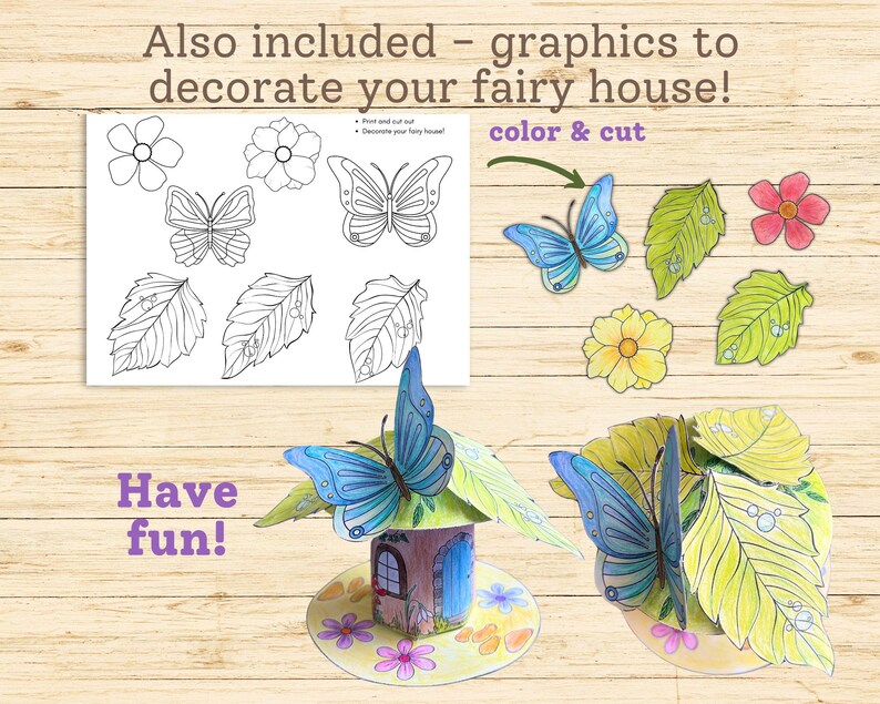 Fairy House Paper Craft for Kids, Paper House Template, DIY 3D Paper ...