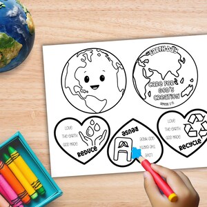 Christian Earth Day Craft, 3D Earth Day Mobiele Kleurplaat, Zondagsschoolknutselen, Kids Homeschool Earth Day Activity, Hergebruik Recycling verminderen afbeelding 3