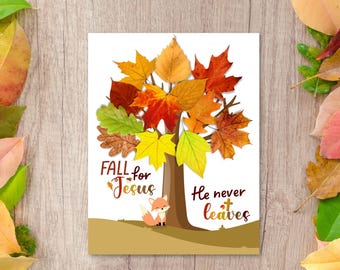 Fall for Jesus Autumn Leaf Craft, Christian Fall Craft for Kids, Printable Fall Leaves Craft, Preschool Sunday School Activity, Bible Craft