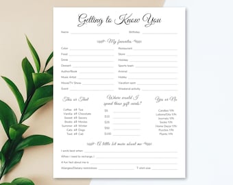 Getting To Know You Team Building Coworker Questions, Employee Favorites List, All About Me Survey Printable Questionnaire, Staff Gift Ideas