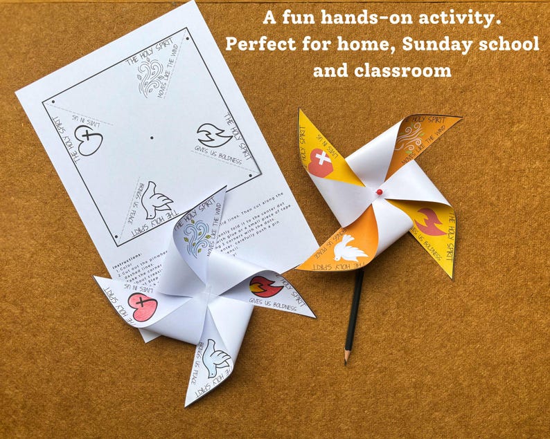 Pinwheel Text Pentecost Craft for Kids, Holy Spirit Craft, DIY Pinwheel Coloring ...