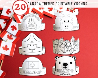 Canada Day Paper Crown Craft, Elbows Up Canada Hat, Canada Day Party Favors, Canadian Pride Photo Props, Preschool Activities Coloring Pages