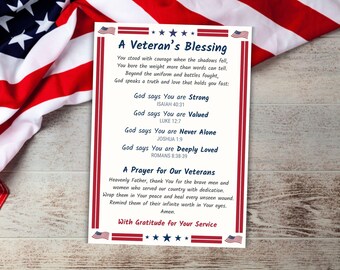 Christian Veterans Day Card, Veteran Prayer Cards, Veteran Appreciation Poem, Military Retirement Blessing Tag, Church Veterans Day Gift Tag