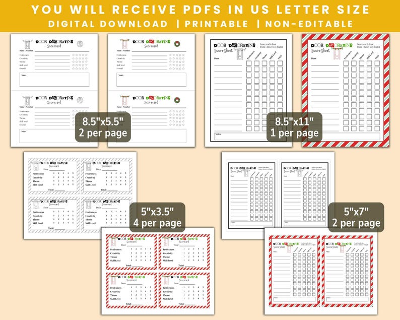 Door Decorating Score Card, Classroom Door Decorating Contest Ballot ...