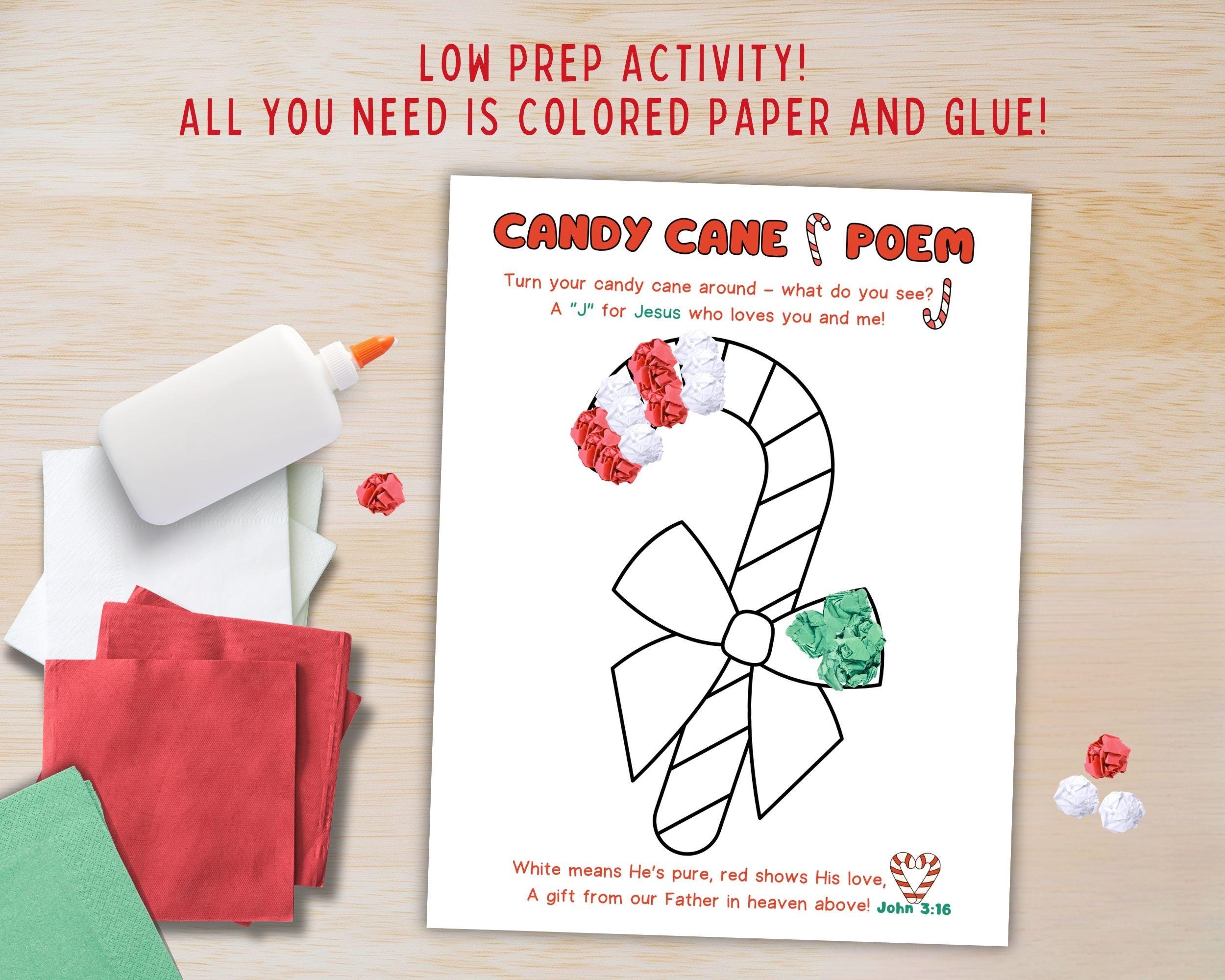 Christian Christmas Torn Paper Craft, Legend of the Candy Cane Poem ...