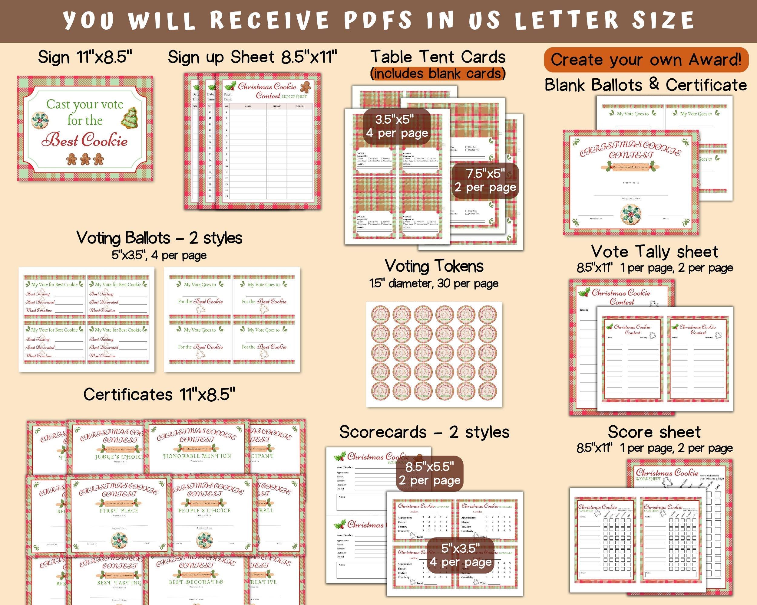 Christmas Cookie Contest Printable Award Certificates, Cookie Exchange ...