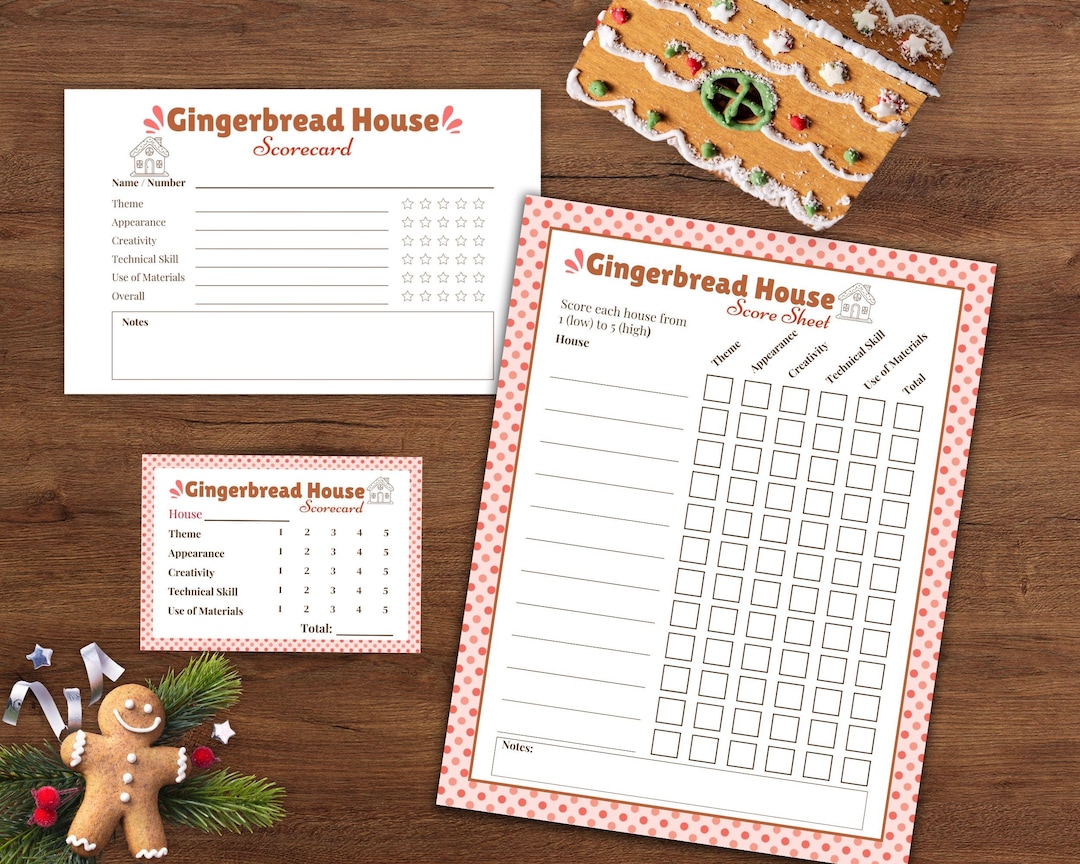 Gingerbread House Contest Scorecards, Ginger Bread House Decorating ...
