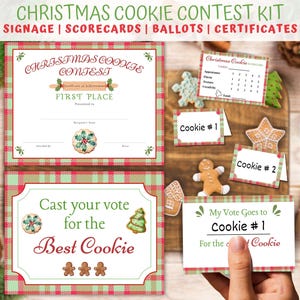 Christmas Cookie Contest Printable Award Certificates, Cookie Exchange Baking Contest Voting Ballot, Cookie Decorating Contest, Cookie Swap