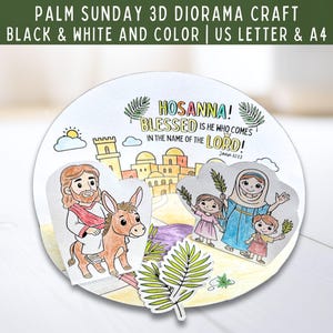 Palm Sunday Craft 3D Printable Diorama, Holy Week for Kids Bible Craft, Sunday School Craft, Palm Sunday Activity, Catholic Easter Coloring