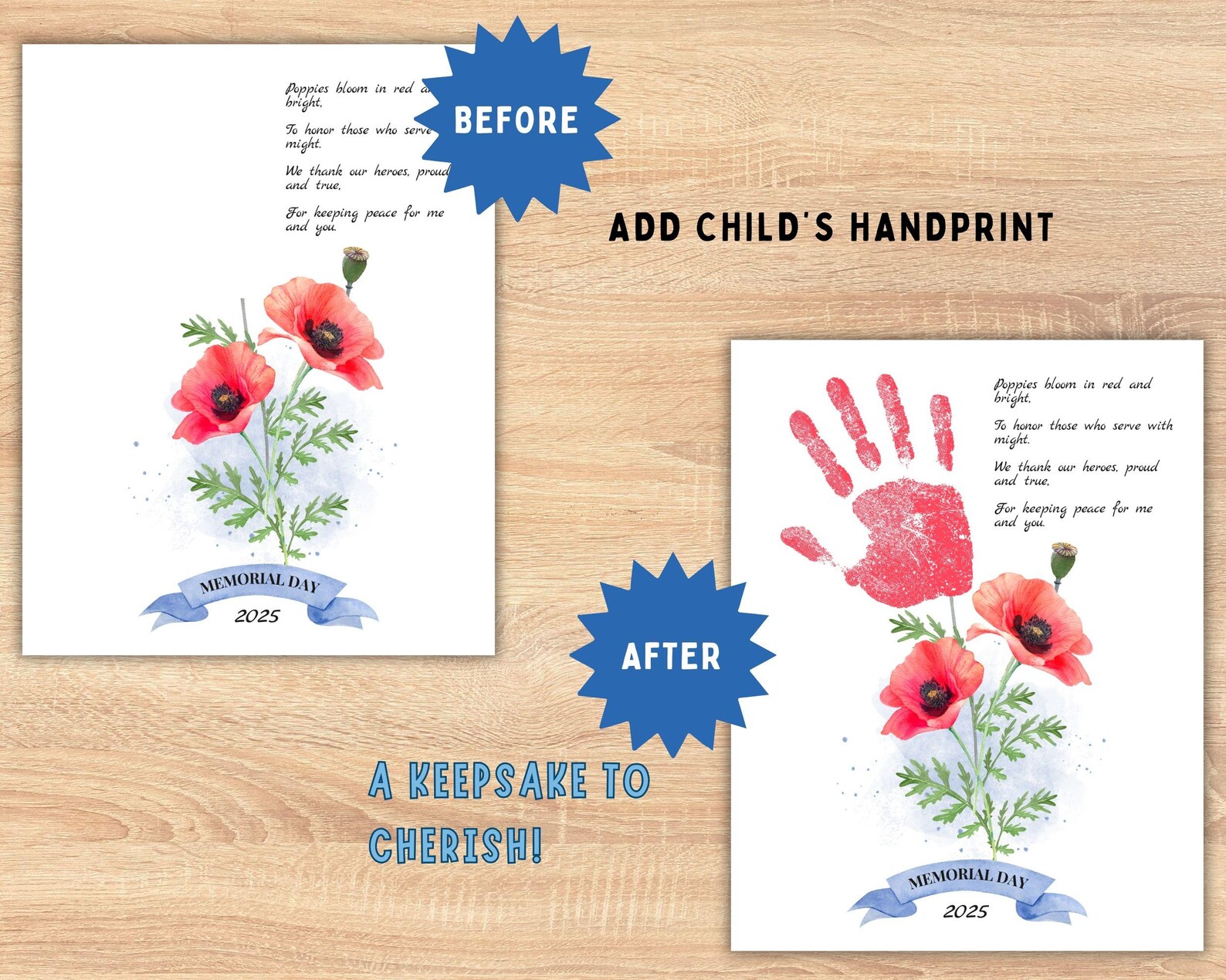 Poppy Remembrance Memorial Day Handprint Craft, Patriotic Kids Memorial ...