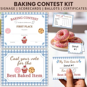 Baking Contest Bake Off Award Certificate, Baking Contest Score Sheet, Voting Cards, Baking Competition Table Cards, Church Fundraiser