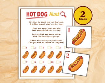 Hot Dog Scavenger Hunt for Kids, Hot Dog Birthday Party Games, Summer Treasure Hunt, BBQ Family Cookout Game, 4th of July Games, Summer Camp