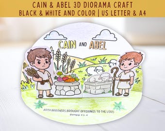 Cain and Abel Craft 3D Printable Diorama, Sunday School Lesson, Bible Coloring Page, Kids Ministry, VBS Crafts, Christian Preschool Activity
