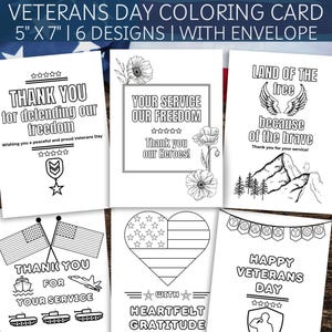 Cartão para colorir feliz dia dos veteranos, artesanato de agradecimento pelo dia dos veteranos, cartões patrióticos do Memorial Day, presente de aposentadoria militar, cartões DIY para sala de aula