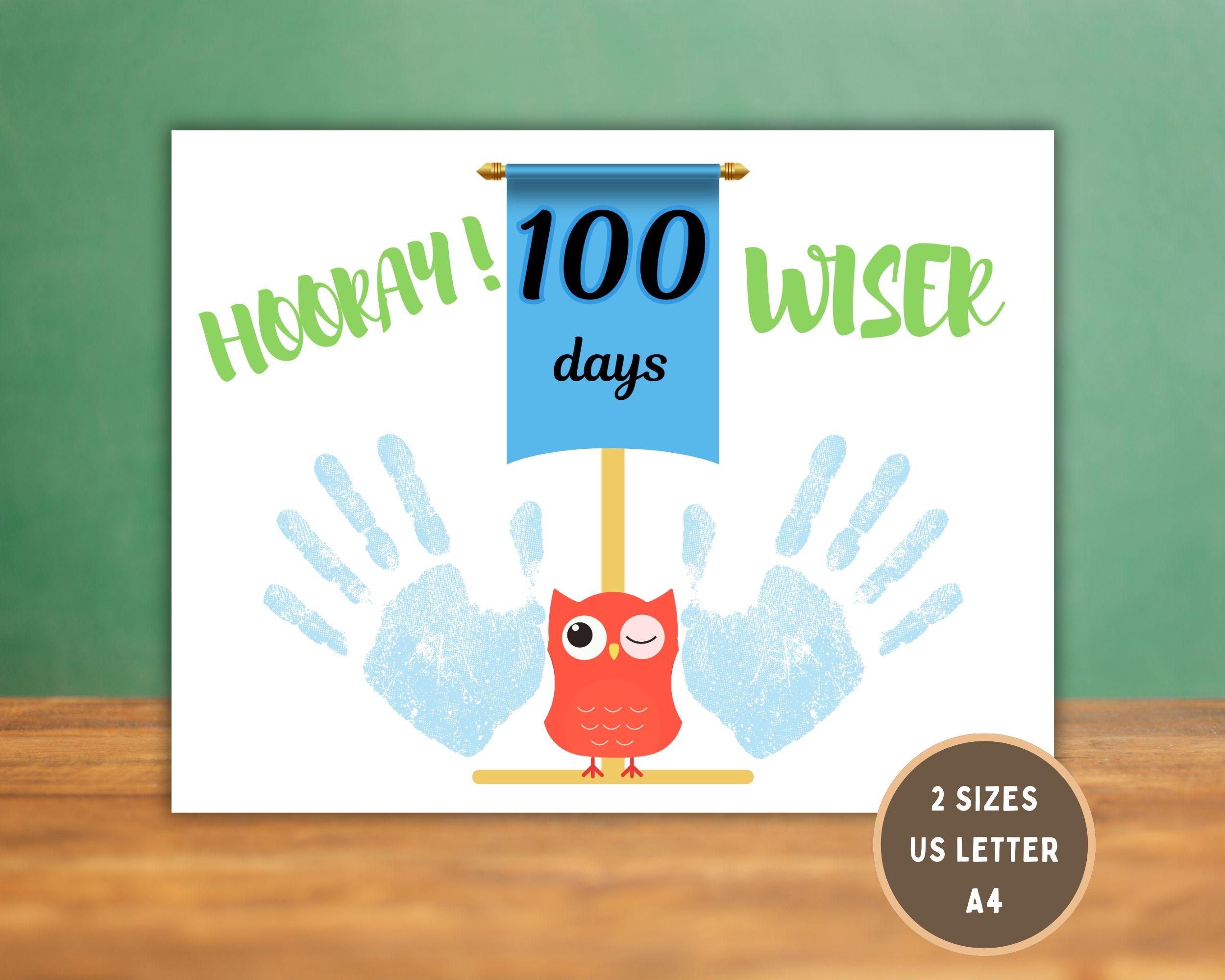 100th Day of School Owl Handprint Craft, Hooray for 100 Days Wiser, 100 days of School Handprint Kee