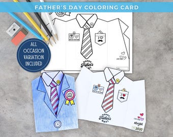 Printable Fathers Day Craft, DIY Fathers Day Card from Kids, Dad Keepsake Gift, Coloring Card, Classroom Daycare Activities, Preschool Craft