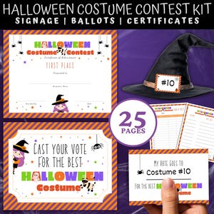 Halloween Costume Contest Kit, Halloween Ballot, Halloween Costume Contest Voting Cards, Classroom Halloween Best Costume Award Certificates