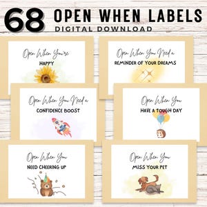 Open When Envelopes Labels for College Students, Open When College Letters, College Care Package, Open When Cards, Long Distance Gift