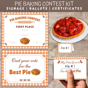 Kit de concurso de tortas, concurso de tortas de Ação de Graças, kit de premiação de concurso de tortas, certificados de premiação para impressão, cédula de votação para tortas