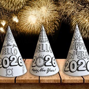 2026 New Year Party Hat, Make Your Own Hat Coloring Pages, New Years Eve Crafts for Kids, NYE Paper Hat Template, Printable Party Hat DIY image 8