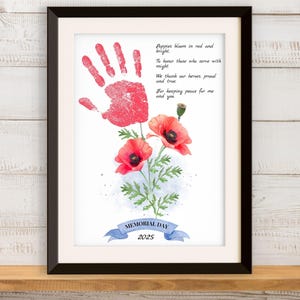 Poppy Remembrance Memorial Day Handprint Craft, Patriotic Kids Memorial ...