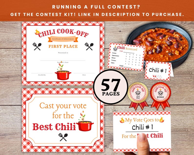 Editable Chili Score Card, Chili Cookoff Score Sheet, Chili Cook off ...
