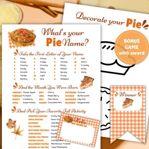 What&#39;s Your Pie Name Game, Thanksgiving Games for Adults, Name Generator Game, Family Reunion Friendsgiving Icebreaker Games, Fall Activity