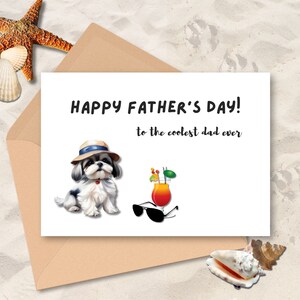 Cartão de feliz dia dos pais para Shih Tzu, cartão de pai cachorro para crianças, cartão de pai peludo para o pai mais legal de todos os tempos, presente de dia dos pais para amantes de cães Shi Tzu