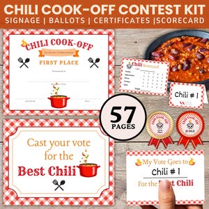 Chili Cook off Printable Award Certificates, Chili Cook off Score Card, Chili Voting Cards, Chili Cookoff Ballot, Church Fundraiser, Contest