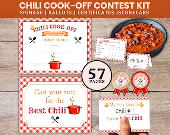 Chili Cook off Printable Award Certificates, Chili Cook off Score Card, Chili Voting Cards, Chili Cookoff Ballot, Church Fundraiser, Contest