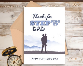Step Dad Fathers Day Card, Stepped Up Dad Thank you Card, Bonus Dad Card from Step Daughter, Stepdad Gift, Stepfather Father Figure Card