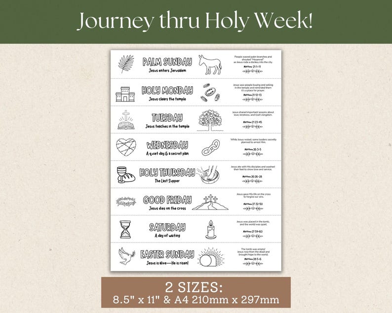 Holy Week Countdown Chain, Holy Week for Kids Coloring Page, Easter ...