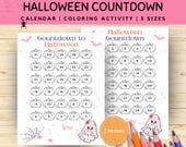 Halloween Countdown Calendar Coloring Activity, Pink Halloween Classroom Decor, Days until Halloween Kids Calendar, Countdown to Halloween